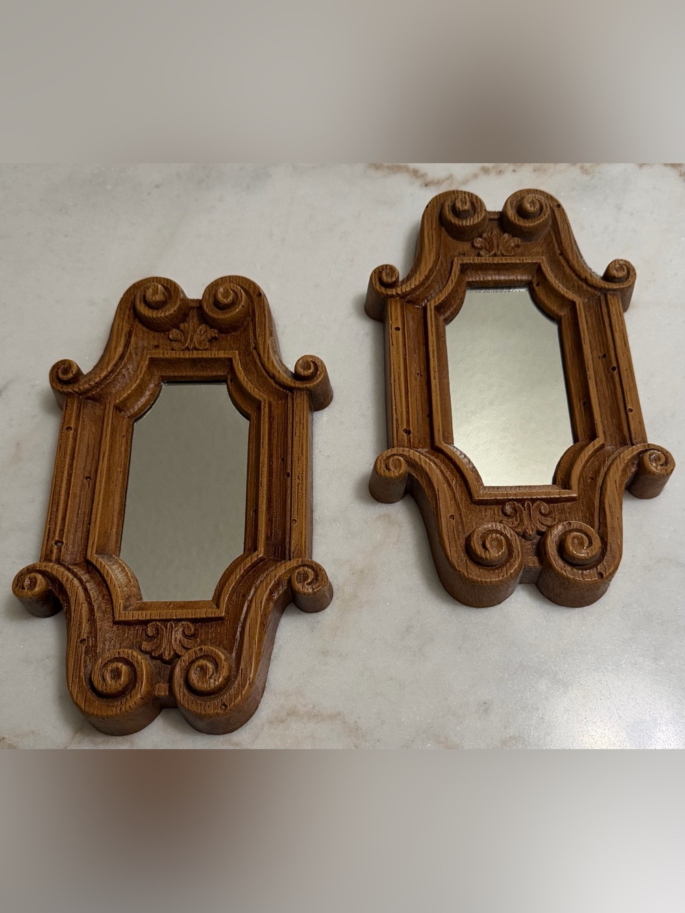 Vintage HOMCO Wall Mirror 1970’s Faux Wood Scroll Design set of 2 MCM